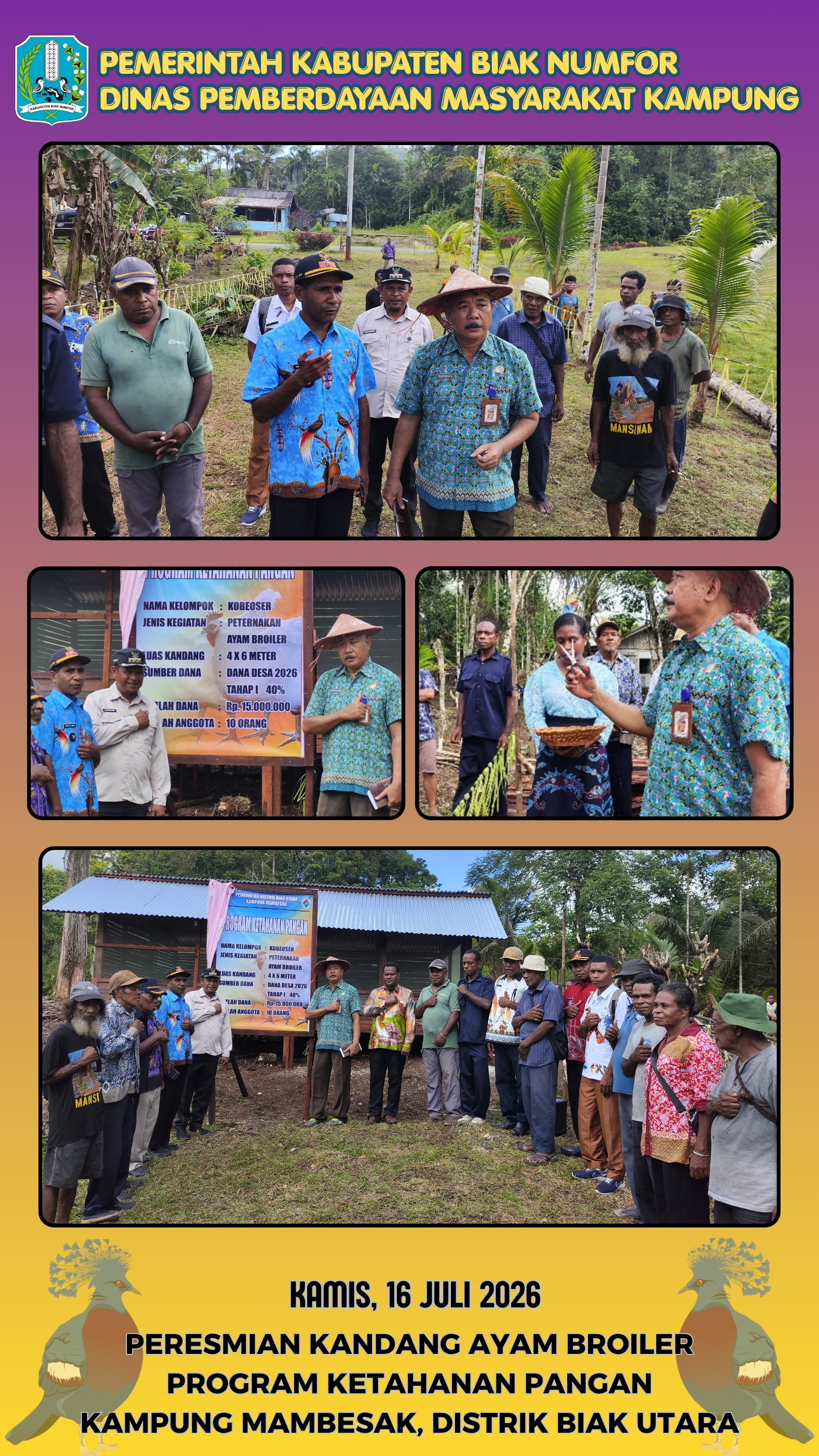MONEV PROGRAM KETAHANAN PANGAN, KAMPUNG MAMBESAK DISTRIK BIAK UTARA